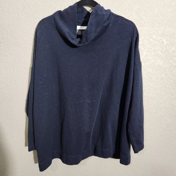 J Jill Pullover Sweater Womens Extra Large Blue Cowl Neck Long Sleeve Relaxed - Picture 1 of 9